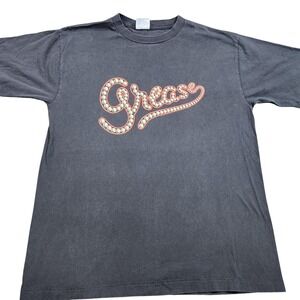 Vintage All Sport Shirt Mens Large Black Grease Logo Graphic Tee USA Movie